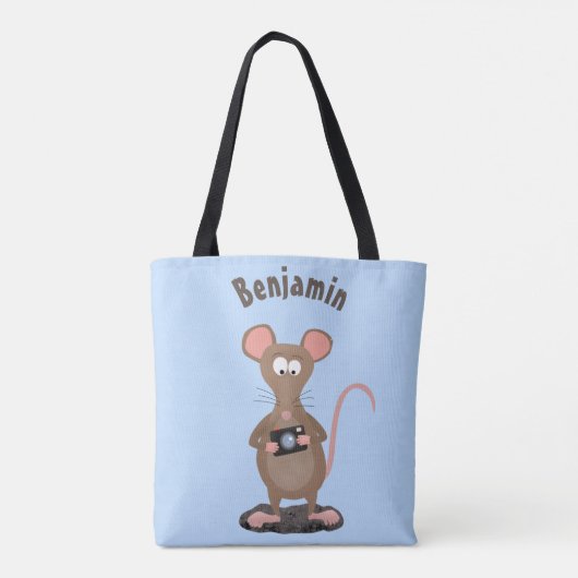 Funny rat met camera-cartoon illustratie tote bag (Achterkant)