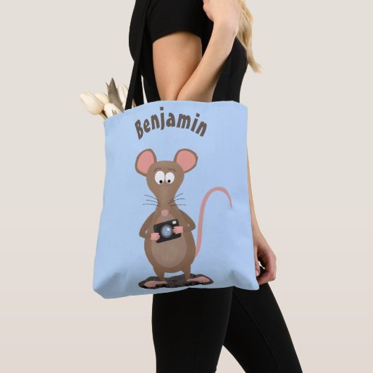 Funny rat met camera-cartoon illustratie tote bag (Dichtbij)