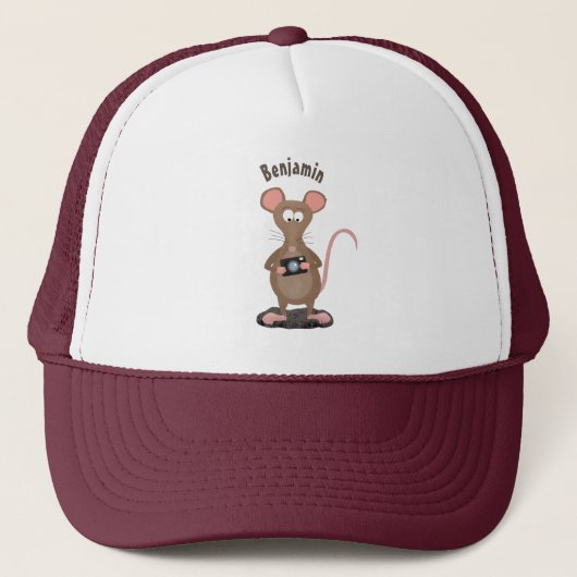 Funny rat met camera-cartoon illustratie trucker pet (Voorkant)
