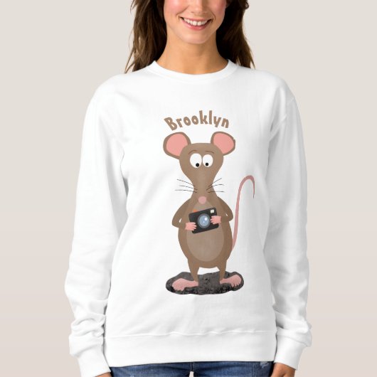 Funny rat met camera-cartoon illustratie trui (Voorkant)
