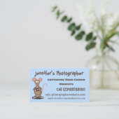 Funny rat met camera-cartoon illustratie visitekaartje (Staand voorkant)