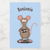 Funny rat met camera-cartoon illustratie voedselcontainer etiket (Enkel label)