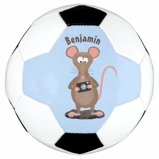 Funny rat met camera-cartoon illustratie voetbal (Voorkant)