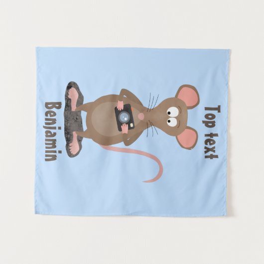 Funny rat met camera-cartoon illustratie wandkleed (Voorkant (horizontaal))