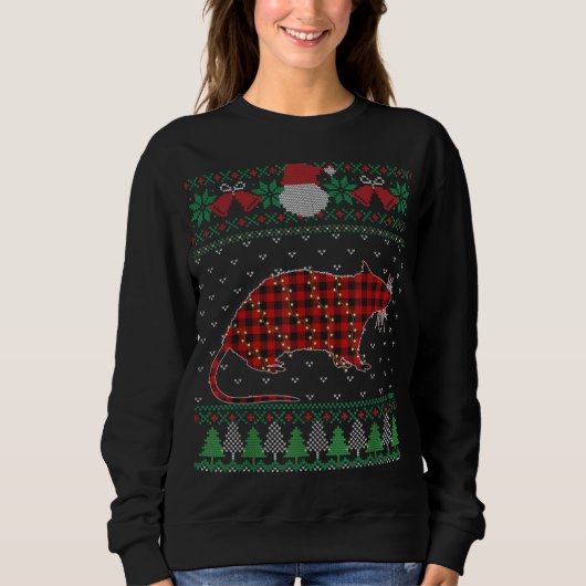 Funny Rat Ugly Sweater KerstAnimals Lights Xm (Voorkant)