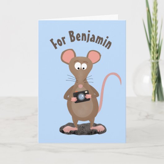 Funny rat with camera cartoon illustration kaart (Voorkant)