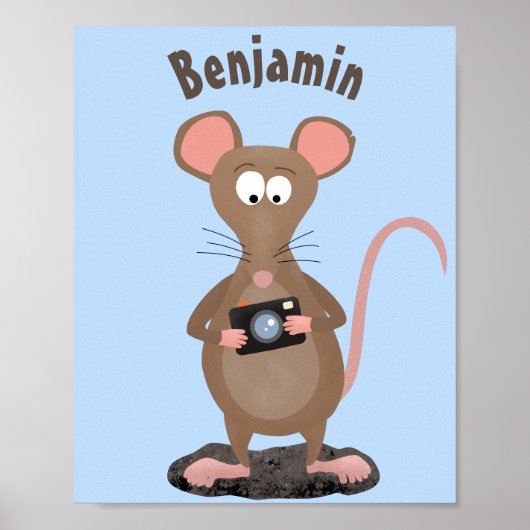 Funny rat with camera cartoon illustration poster (Voorkant)