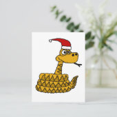 Funny Rattlesnake in Santa Hat-kerstkunst Feestdagenkaart (Staand voorkant)