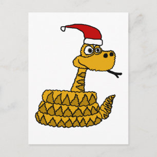 Funny Rattlesnake in Santa Hat-kerstkunst Feestdagenkaart