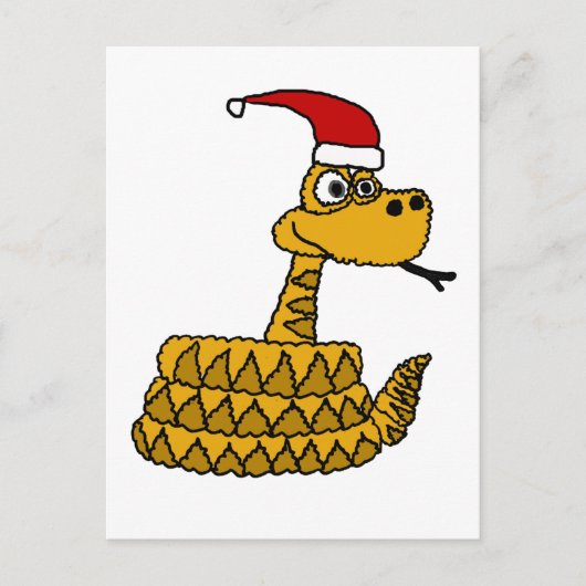 Funny Rattlesnake in Santa Hat-kerstkunst Feestdagenkaart (Voorkant)