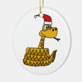Funny Rattlesnake in Santa Hat-kerstkunst Keramisch Ornament (Links)