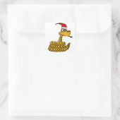 Funny Rattlesnake in Santa Hat-kerstkunst Vierkante Sticker (Tas)
