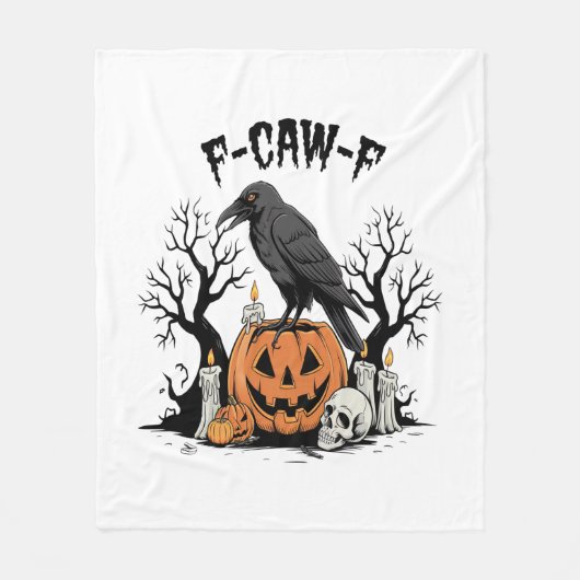Funny Raven, F-Caw-F, Skull Raven, Gothic Crow Fleece Deken (Voorkant)