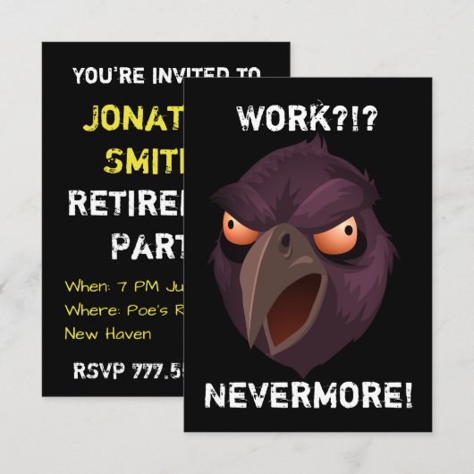 Funny Raven Retirement Kaart (Voorkant / Achterkant)