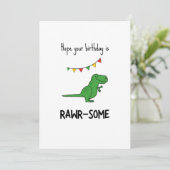 Funny Rawr-some Dinosaur Pun Birthday Kaart (Staand voorkant)
