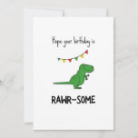 Funny Rawr-some Dinosaur Pun Birthday Kaart<br><div class="desc">Ik hoop dat je verjaardag razend is - grappige pun verjaardagskaart met een minimalistische illustratie van een t-rex</div>