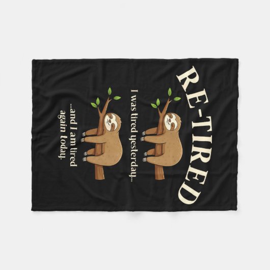 Funny Re-tired Definition Sloth Fleece Deken (Voorkant (Horizontaal))