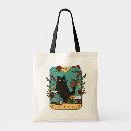 Funny Reader Tarot Kaart Kattenboek Tote Bag (Voorkant)