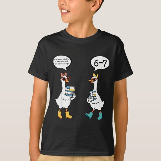 Funny Reading 67 Six Seven Meme Goose Teacher Book T-shirt (Voorkant)