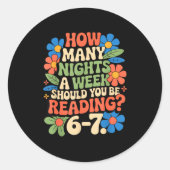 Funny Reading Book Teacher 67 Six Seven Meme  Ronde Sticker (Voorkant)