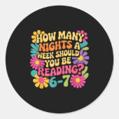 Funny Reading Book Teacher 67 Six Seven Meme  Ronde Sticker (Voorkant)