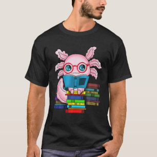 Funny Readsolotl Axolotl Reading Books Book Kawaii T-shirt