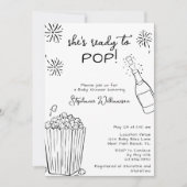 Funny Ready To Pop Popcorn Champagne Baby Shower Kaart (Voorkant)
