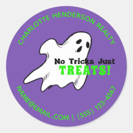 Funny Real Estate Ghost Halloween Ronde Sticker