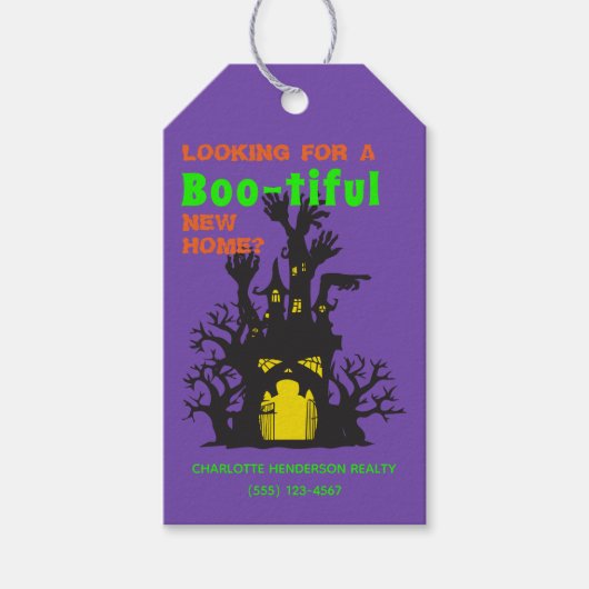 Funny Real Estate Haunted House Halloween Cadeaulabel (Voorkant)