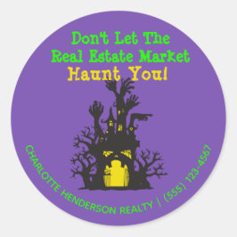 Funny Real Estate Haunted House Halloween Ronde Sticker