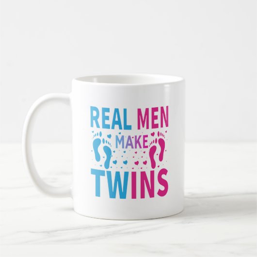 Funny real men twin word art koffiemok (Links)