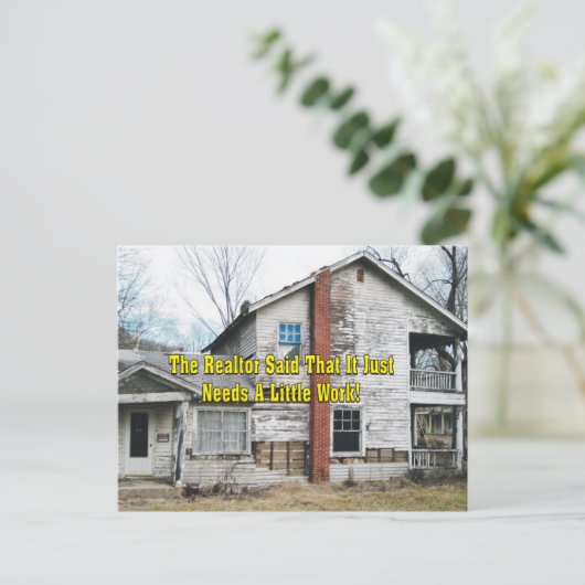 Funny Realtor zei dat het een beetje werk nodig ha Briefkaart (Staand voorkant)