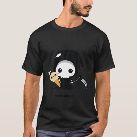 Funny Reaper Scythe met Ice Cream Dessert Lover T-shirt (Voorkant)
