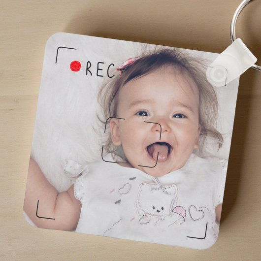 Funny Record Red Dot Custom Photo Sleutelhanger