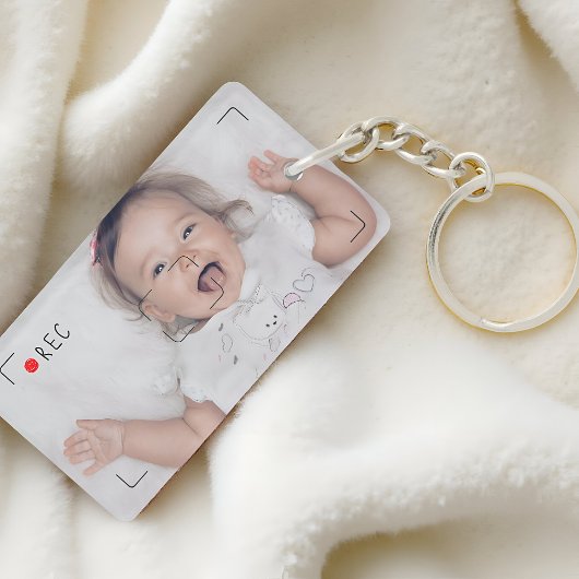 Funny Record Red Dot Custom Photo Sleutelhanger