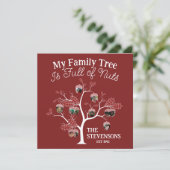 Funny Red Afbeelding Family Tree is vol met noten Feestdagenkaart (Staand voorkant)