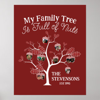 Funny Red Afbeelding Family Tree is vol met noten Poster