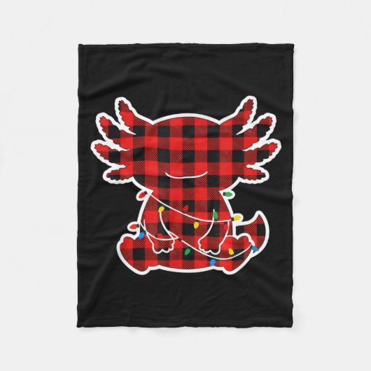 Funny Red And Black Buffalo Plaid Axolotl Christma Fleece Deken (Voorkant)