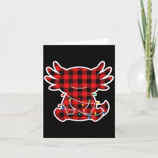 Funny Red And Black Buffalo Plaid Axolotl Christma Kaart (Voorkant)