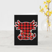 Funny Red And Black Buffalo Plaid Axolotl Christma Kaart (Gele Bloem)