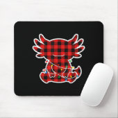 Funny Red And Black Buffalo Plaid Axolotl Christma Muismat (Met muis)
