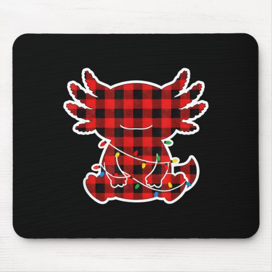 Funny Red And Black Buffalo Plaid Axolotl Christma Muismat (Voorkant)