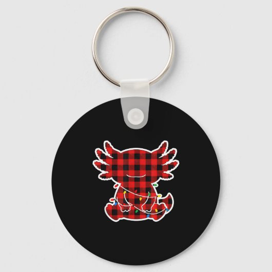 Funny Red And Black Buffalo Plaid Axolotl Christma Sleutelhanger (Voorkant)