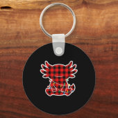 Funny Red And Black Buffalo Plaid Axolotl Christma Sleutelhanger (Voorkant)