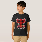 Funny Red And Black Buffalo Plaid Axolotl Christma T-shirt (Voorkant volledig)