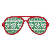 Funny red and green Ugly KerstSweater Aviator Zonnebril (Voorkant)