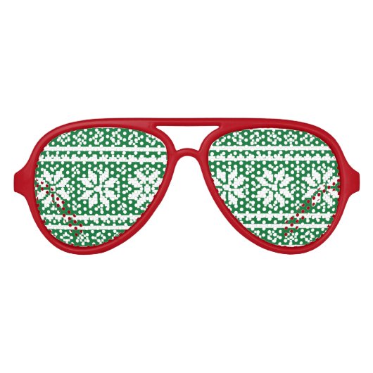 Funny red and green Ugly KerstSweater Aviator Zonnebril (Voorkant)