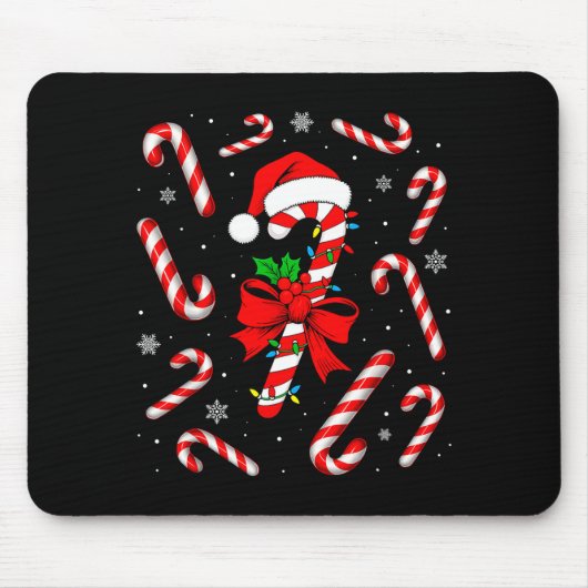 Funny Red And White Candy Cane Xmas Lights Santa C Muismat (Voorkant)