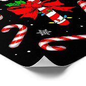 Funny Red And White Candy Cane Xmas Lights Santa C Poster (Hoek)