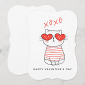 Funny Red and White Cat Valentijnsdag Kaart (Voorkant / Achterkant)